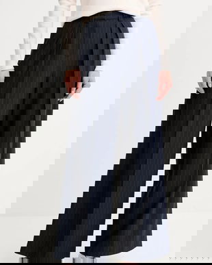 MM pantaloni GELA culoarea bleumarin, lat, high waist, 2526786037600