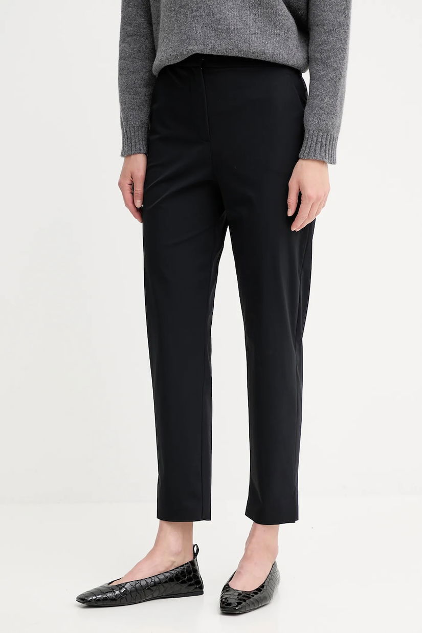 MM pantaloni QUIRINO culoarea negru, drept, high waist, 2526786047600