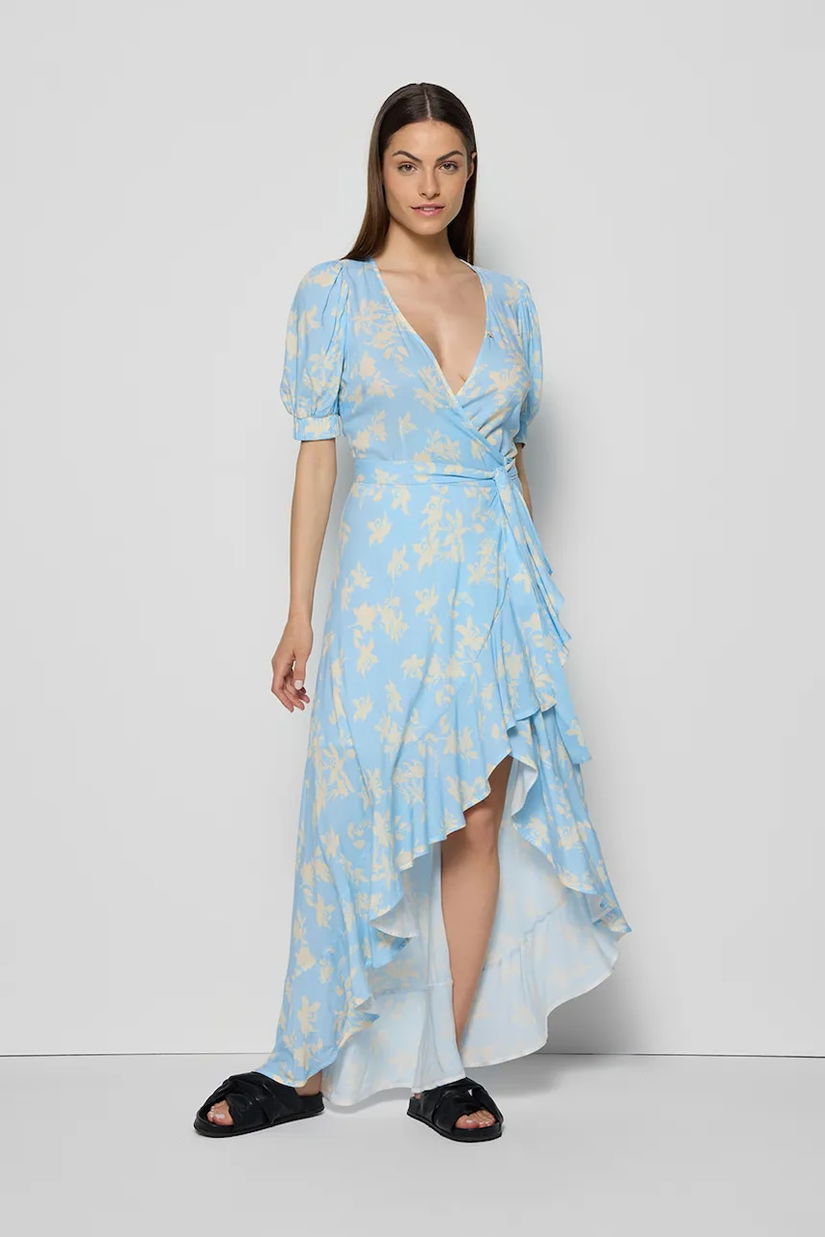 Bizuu rochie ISLAY midi, evazați, ISLAY BŁĘKITNY