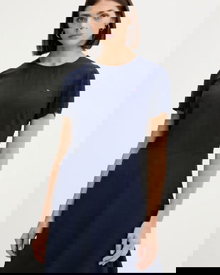 Tommy Jeans rochie culoarea bleumarin, mini, evazați, DW0DW21120