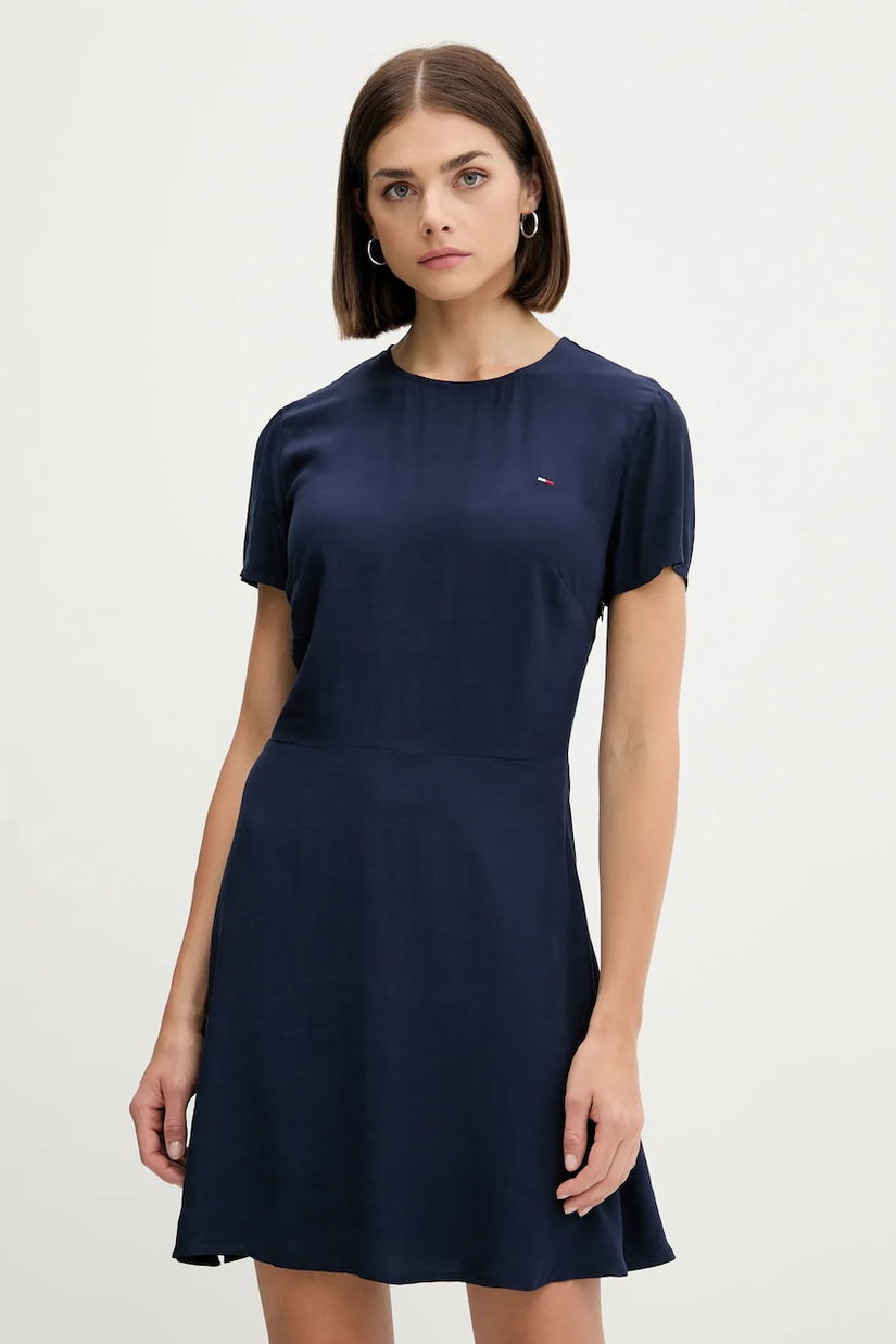 Tommy Jeans rochie culoarea bleumarin, mini, evazați, DW0DW21120