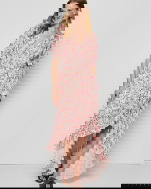 Bizuu rochie ISLAY culoarea roz, midi, evazați, ISLAY MULTIKOLOR