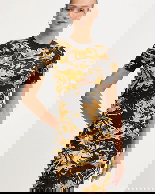 Versace Jeans Couture rochie culoarea negru, mini, mulată, 79HAO939 JS504