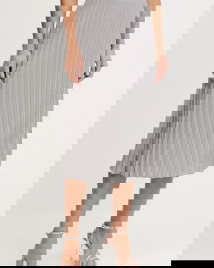 Morgan fustă culoarea gri, midi, evazați, JPLISAN