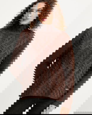 Silvian Heach pulover din amestec de lână HENRY culoarea maro, călduros, cu guler, GPA25255LU