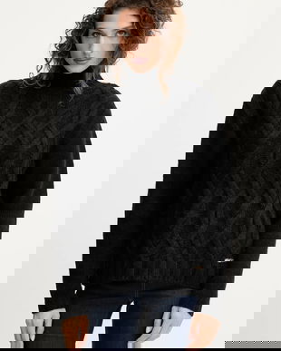 Silvian Heach pulover din amestec de lână HENRY culoarea negru, călduros, cu guler, GPA25255LU