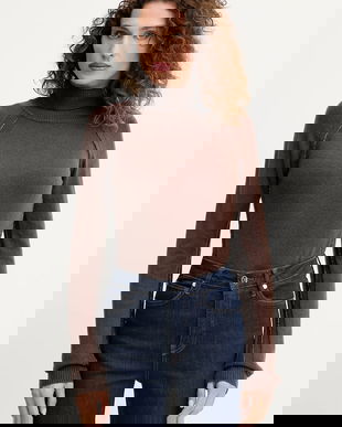 Silvian Heach pulover din amestec de lână SAM culoarea maro, cu guler, GPA25244LU