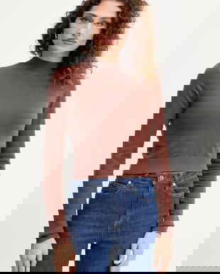 Silvian Heach pulover LOLA culoarea maro, cu turtleneck, GPA25554LU