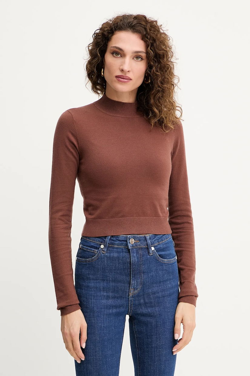 Silvian Heach pulover LOLA culoarea maro, cu turtleneck, GPA25554LU