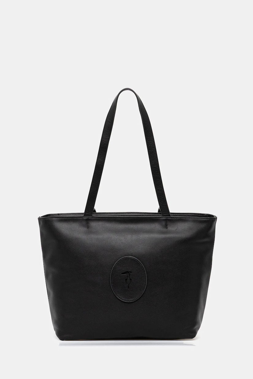 Trussardi geantă de piele culoarea negru, Z644E006025N