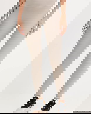 New Balance leggins de antrenament culoarea bej, uni, WP53152ADS