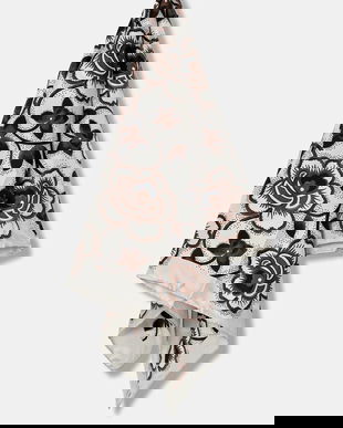 Weekend Max Mara eșarfă de mătase ONESTO culoarea negru, cu imprimeu, 2525546094600