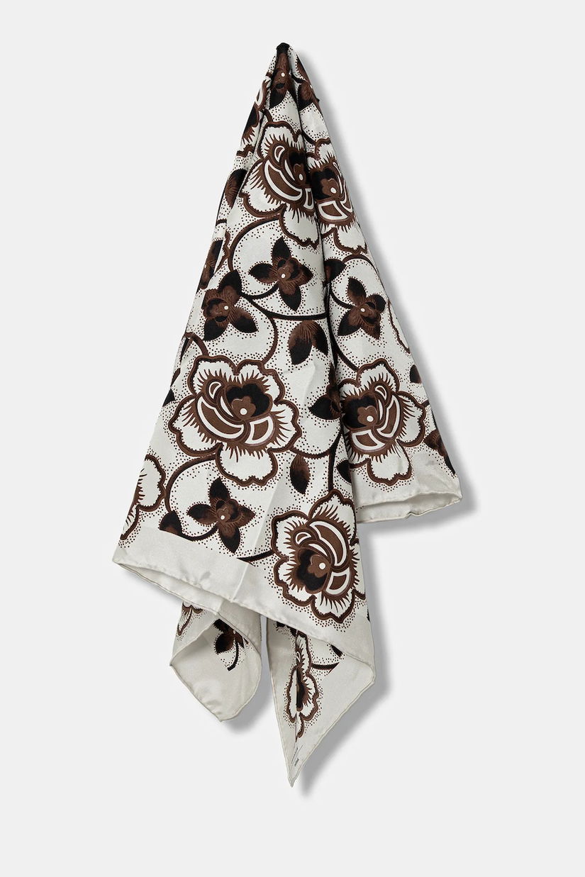 Weekend Max Mara eșarfă de mătase ONESTO culoarea negru, cu imprimeu, 2525546094600