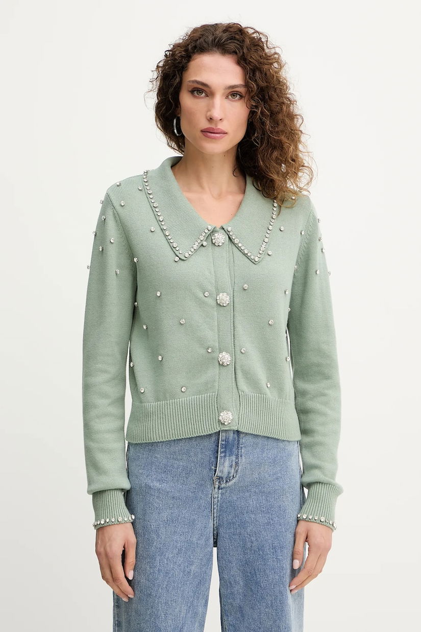 Silvian Heach cardigan din amestec de cașmir NOLLEY culoarea verde, GPA25222CD