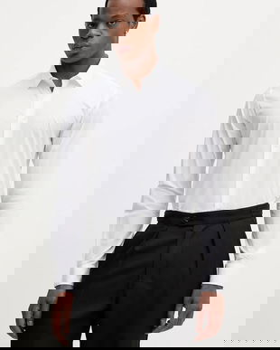 Trussardi cămașă culoarea alb, cu guler clasic, slim, 5004N000006N