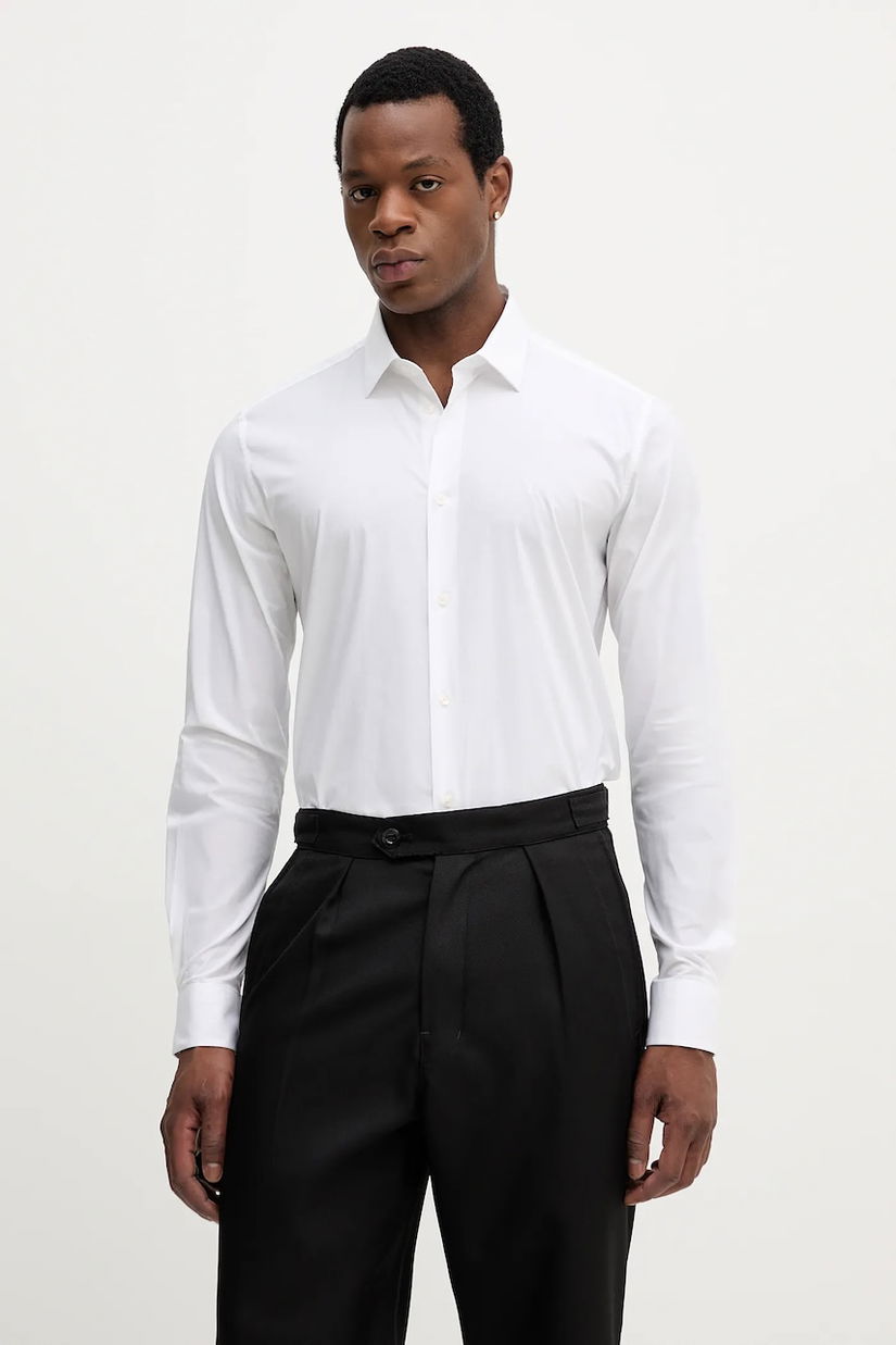 Trussardi cămașă culoarea alb, cu guler clasic, slim, 5004N000006N
