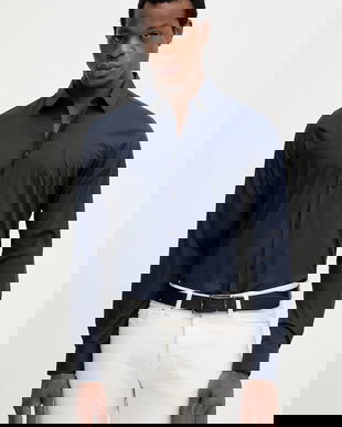 Trussardi cămașă culoarea albastru marin, cu guler clasic, slim, 5004N000006N