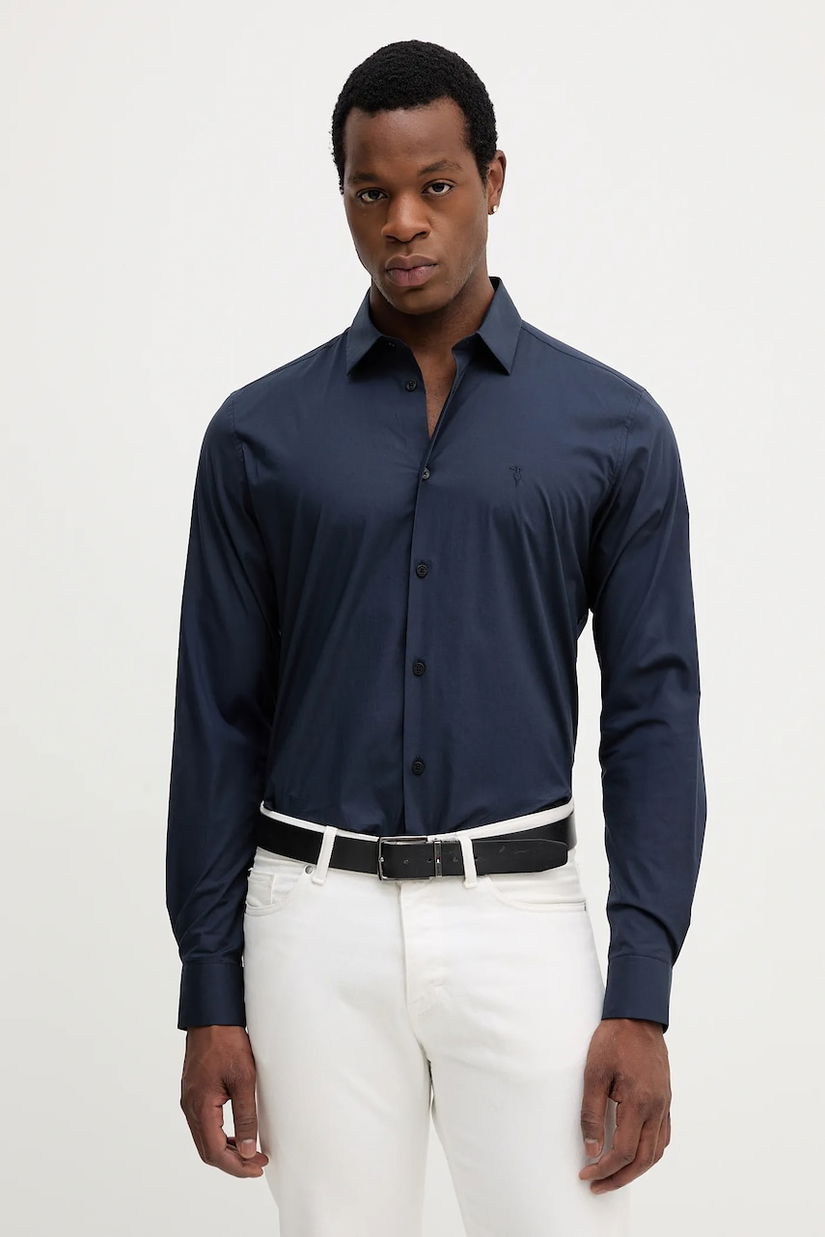 Trussardi cămașă culoarea albastru marin, cu guler clasic, slim, 5004N000006N