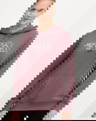 The North Face bluză Drew Peak Light culoarea violet, cu glugă, cu imprimeu, NF0A8C1DFAI1