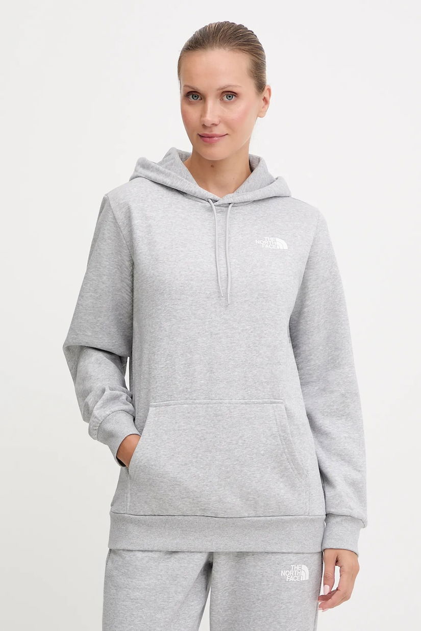 The North Face bluză Simple Dome culoarea gri, cu glugă, melanj, NF0A89EYDYX1