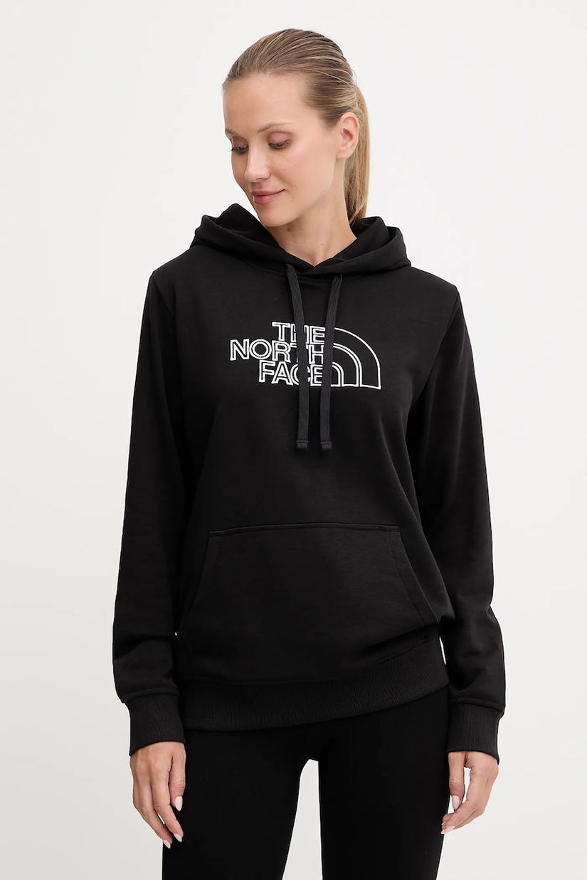 The North Face bluză Drew Peak Light culoarea negru, cu glugă, cu imprimeu, NF0A8C1DKY41