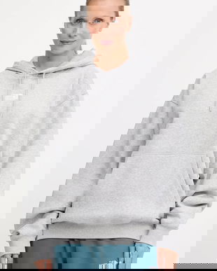 The North Face bluză Essential culoarea gri, cu glugă, melanj, NF0A89ENDYX1