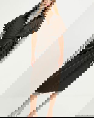 Answear.LAB rochie culoarea maro, midi, drept