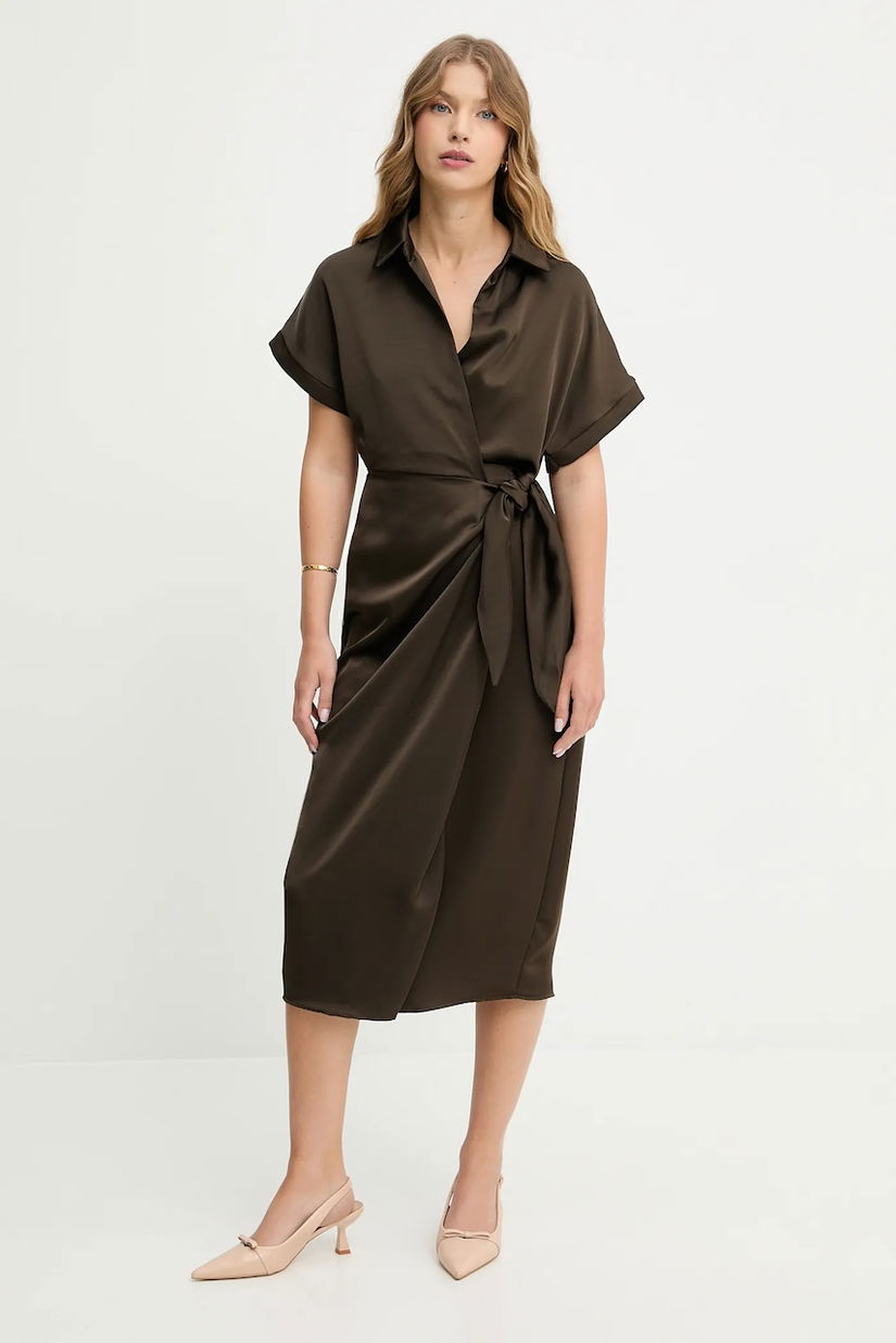 Answear.LAB rochie culoarea maro, midi, drept