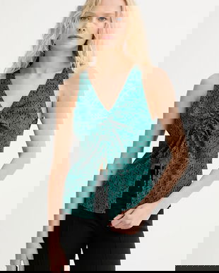 Renewed bluză din bumbac creative upcycling culoarea verde, cu imprimeu, Renewed INTU x Answear