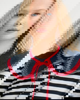 Renewed guler decorativ din denim creative upcycling culoarea bleumarin, cu imprimeu, Renewed INTU x Answear