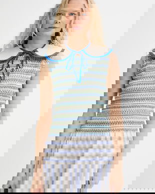 Renewed guler decorativ din denim creative upcycling culoarea bej, cu imprimeu, Renewed INTU x Answear