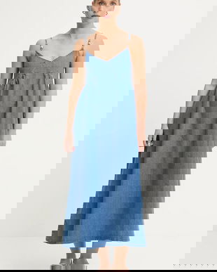 Answear.LAB rochie jeans midi, evazati