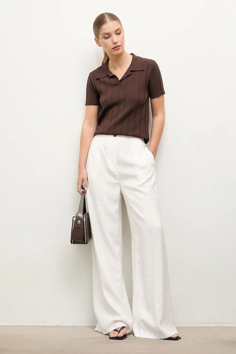 Answear.LAB bluza culoarea maro, neted