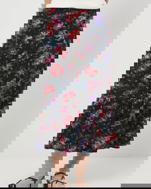 Medicine fustă culoarea negru, midi, evazați