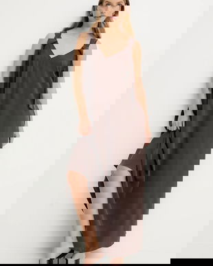 Answear.LAB rochie culoarea maro, maxi, evazati