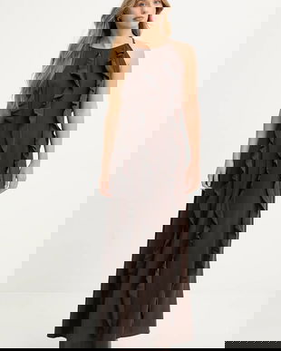 Answear.LAB rochie culoarea maro, maxi, drept