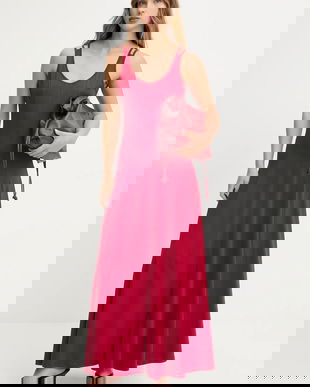 Answear.LAB rochie din bumbac culoarea rosu, maxi, evazati