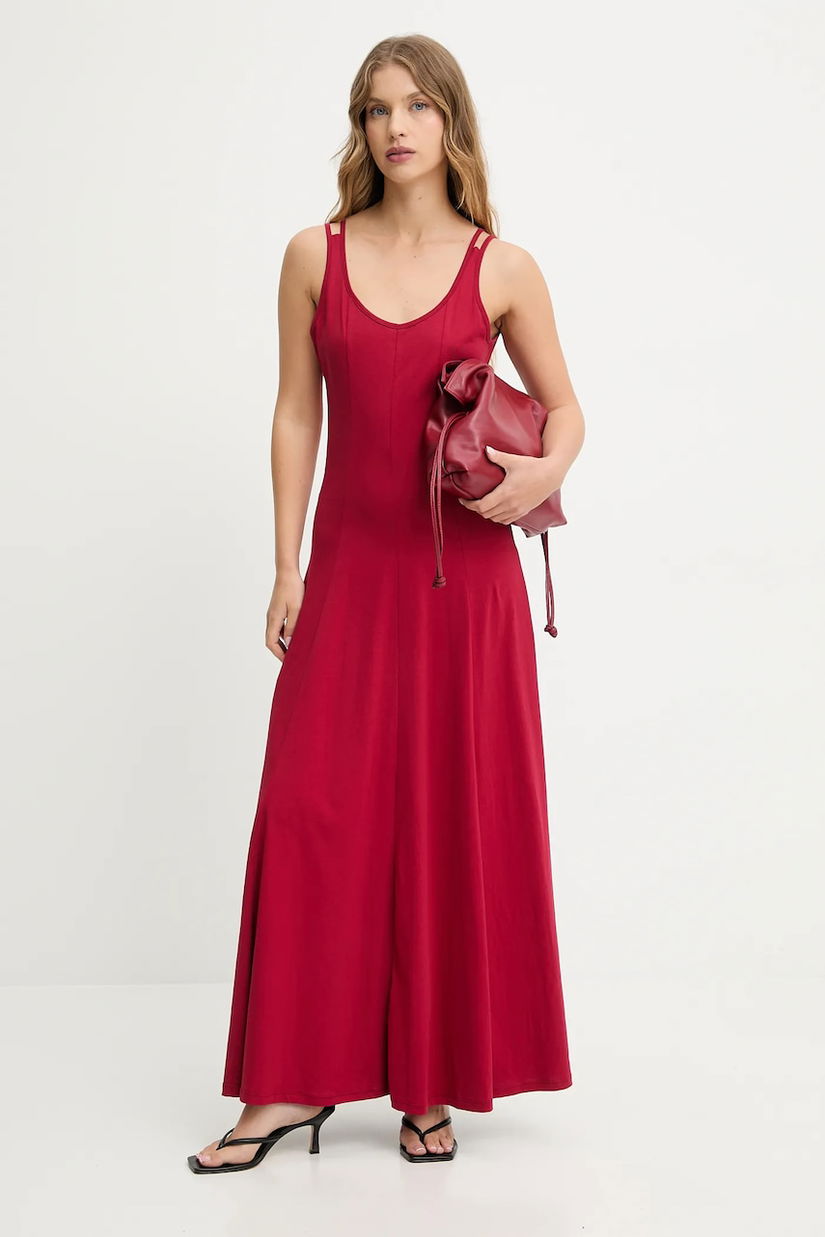 Answear.LAB rochie din bumbac culoarea rosu, maxi, evazati