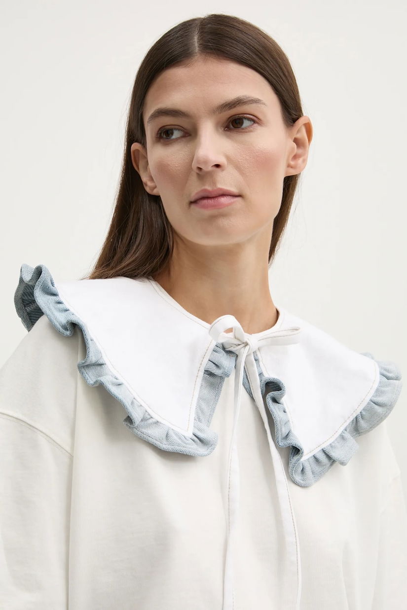 Renewed guler decorativ din denim Creative Upcycling culoarea alb Renewed INTU x Answear