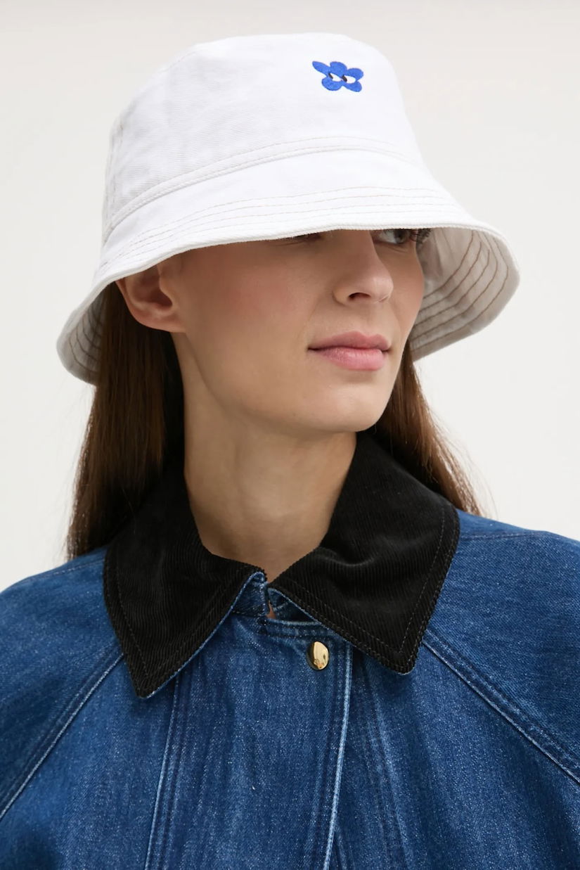Renewed pălărie din denim Creative Upcycling culoarea alb Renewed INTU x Answear