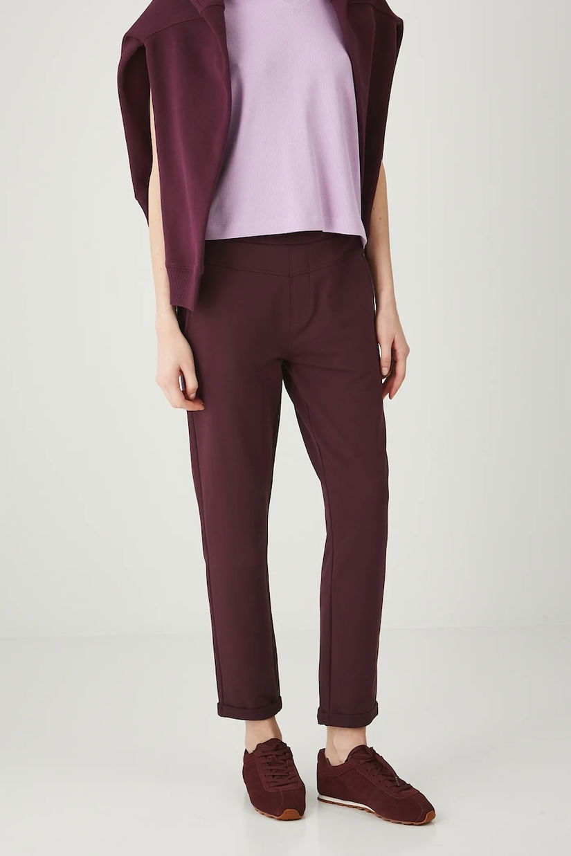 Medicine pantaloni culoarea bordo, uni