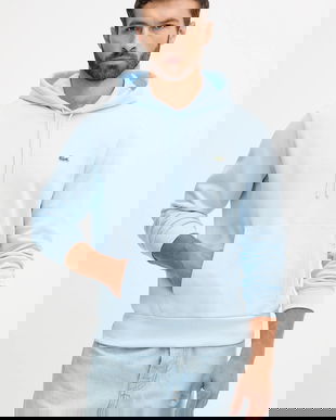 Lacoste bluză culoarea negru, cu glugă, uni, SH9623