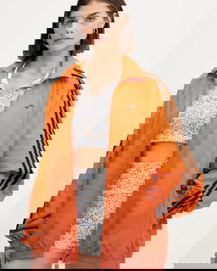 adidas Originals bluză culoarea portocaliu, cu imprimeu, JW7259