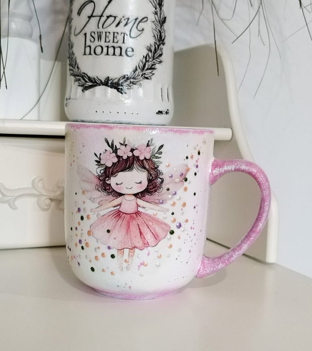 Cana decorata manual cu unicorn