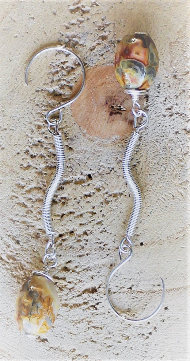 Cercei handmade cu piatra de jasp picasso