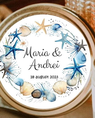 Etichete mărturii nuntă rotunde tematică marină