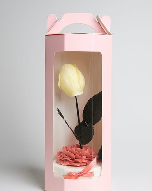 Trandafir galben Decorativ în cutie cadou
