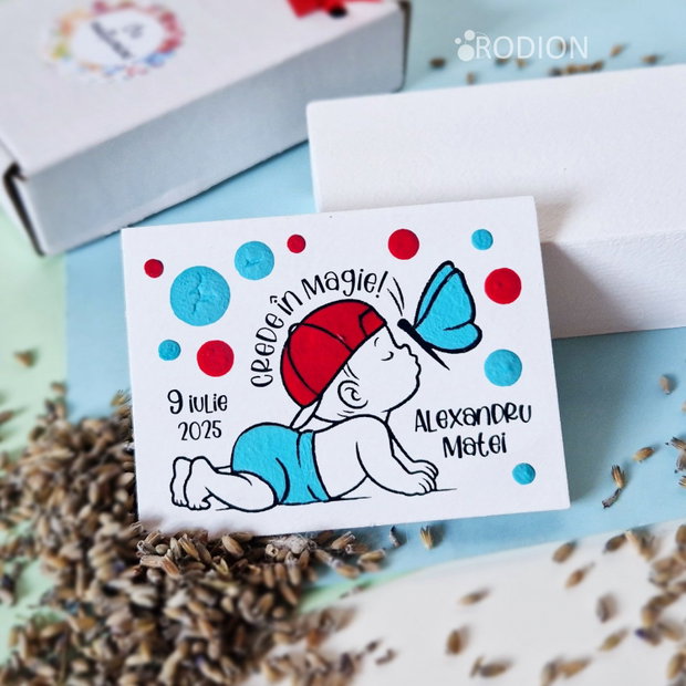 Marturii botez bebe personalizate pictate manual magnetice