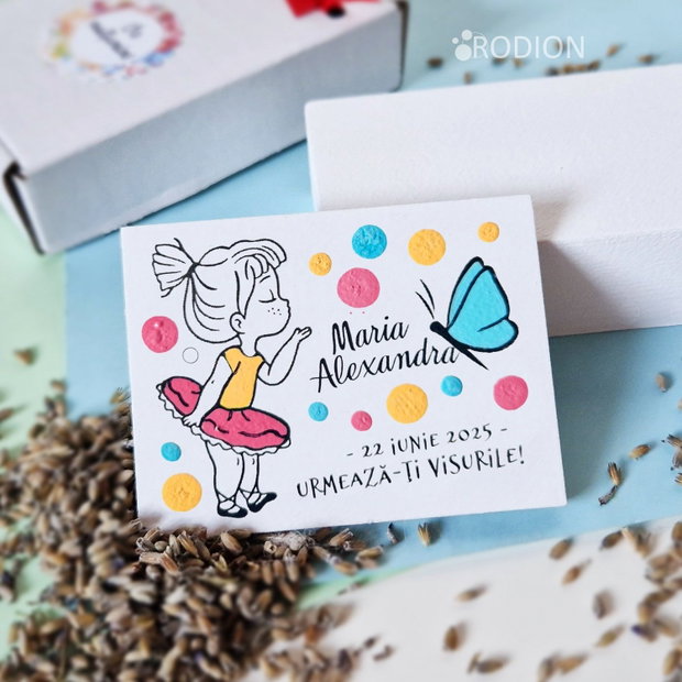 Marturii personalizate botez, pictate manual, magnetice balerina