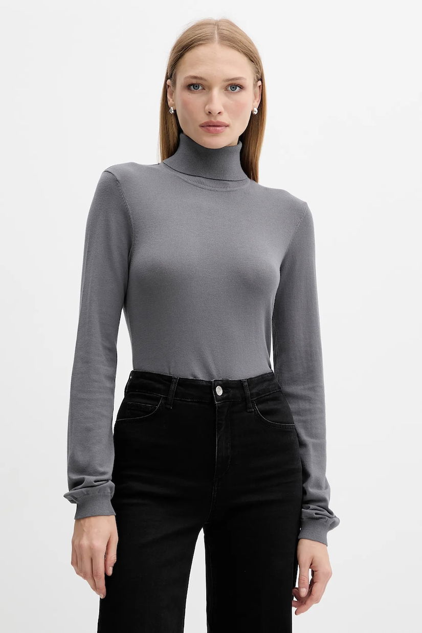 Silvian Heach pulover SESIN culoarea gri, light, cu guler, GPA25036LU